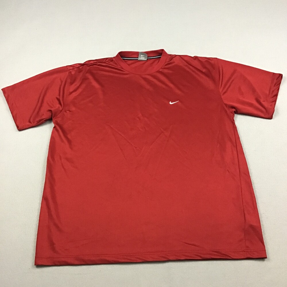 Vintage Nike Shirt Men 2XL Red Embroidered Swoosh Mesh Athletic Training Y2K *